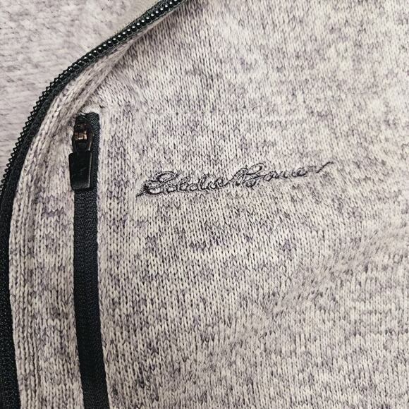 Eddie Bauer Quarter Zip Sweater Large Stone Gray Pullover Radiator Mock Neck - Picture 2 of 10